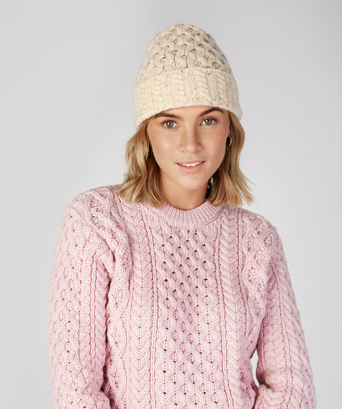 Luxe Aran Hat Chalkstone