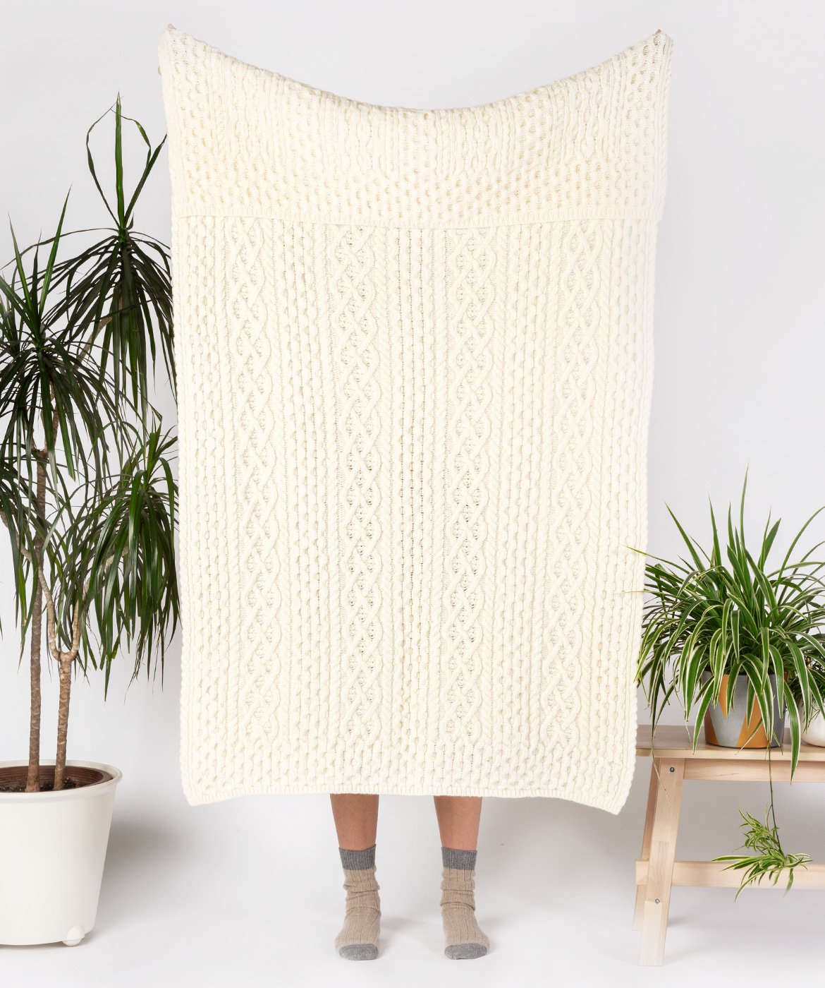 Luxe Aran Throw Luxe White