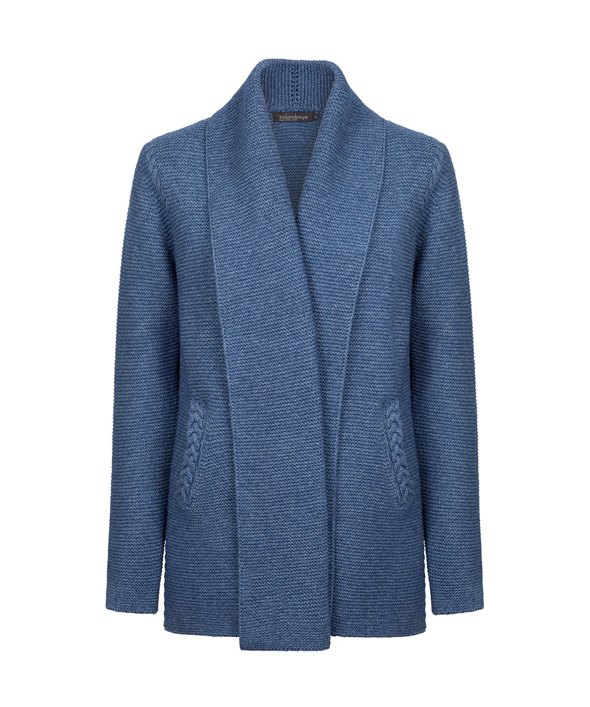 IrelandsEye Knitwear Womens Sutton Cable Cardigan Blue Wave