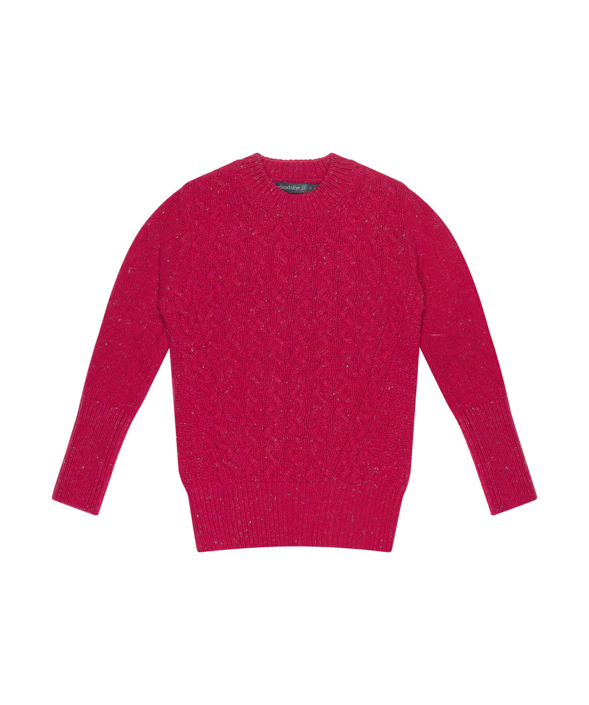 IrelandsEye Knitwear Kilcrea Cable Round Neck Sweater Bramble Berry