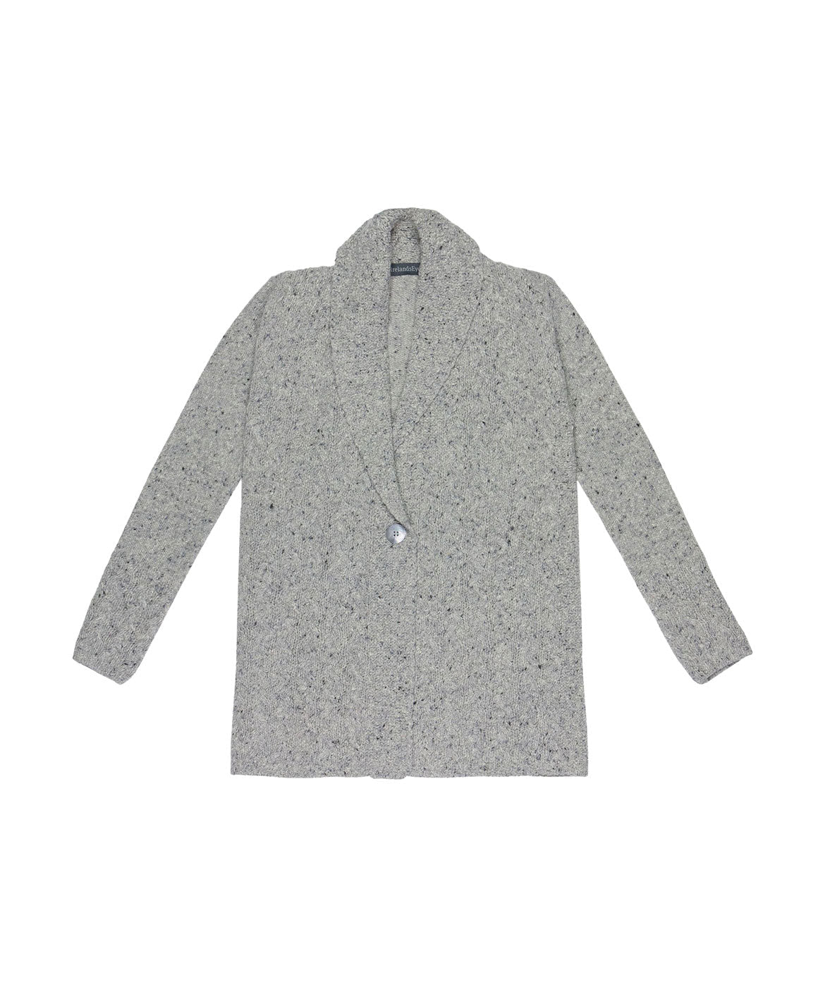 IrelandsEye Knitwear Adare Cable One Button Cardigan Light Grey