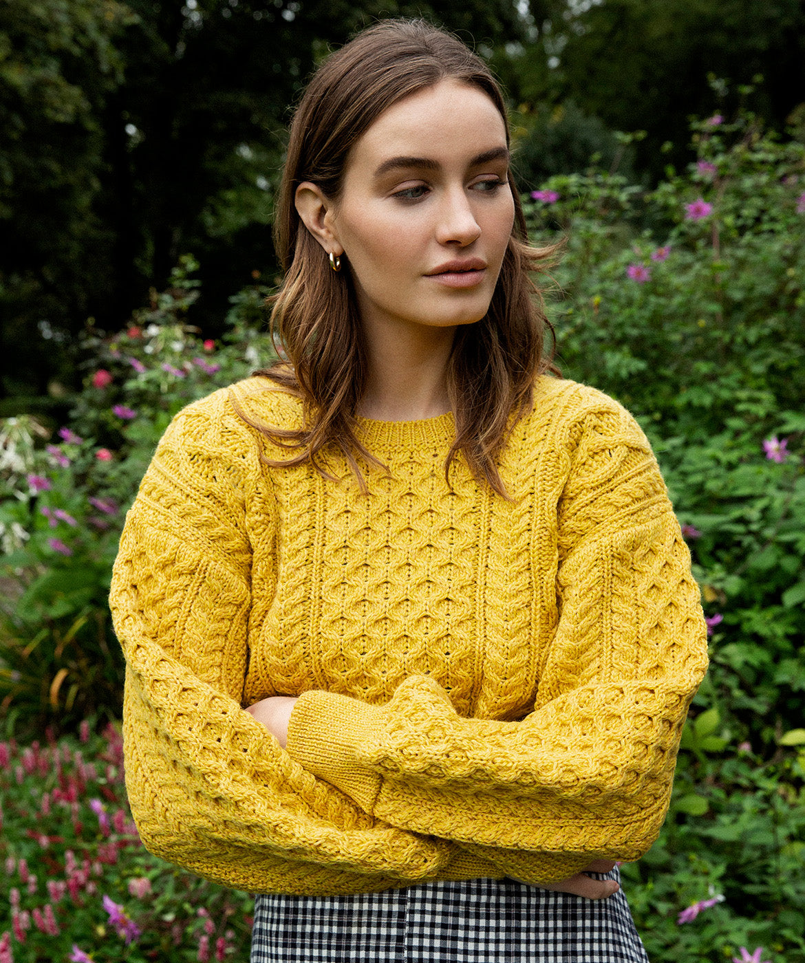 Honeysuckle Cropped Aran Sweater Sunflower