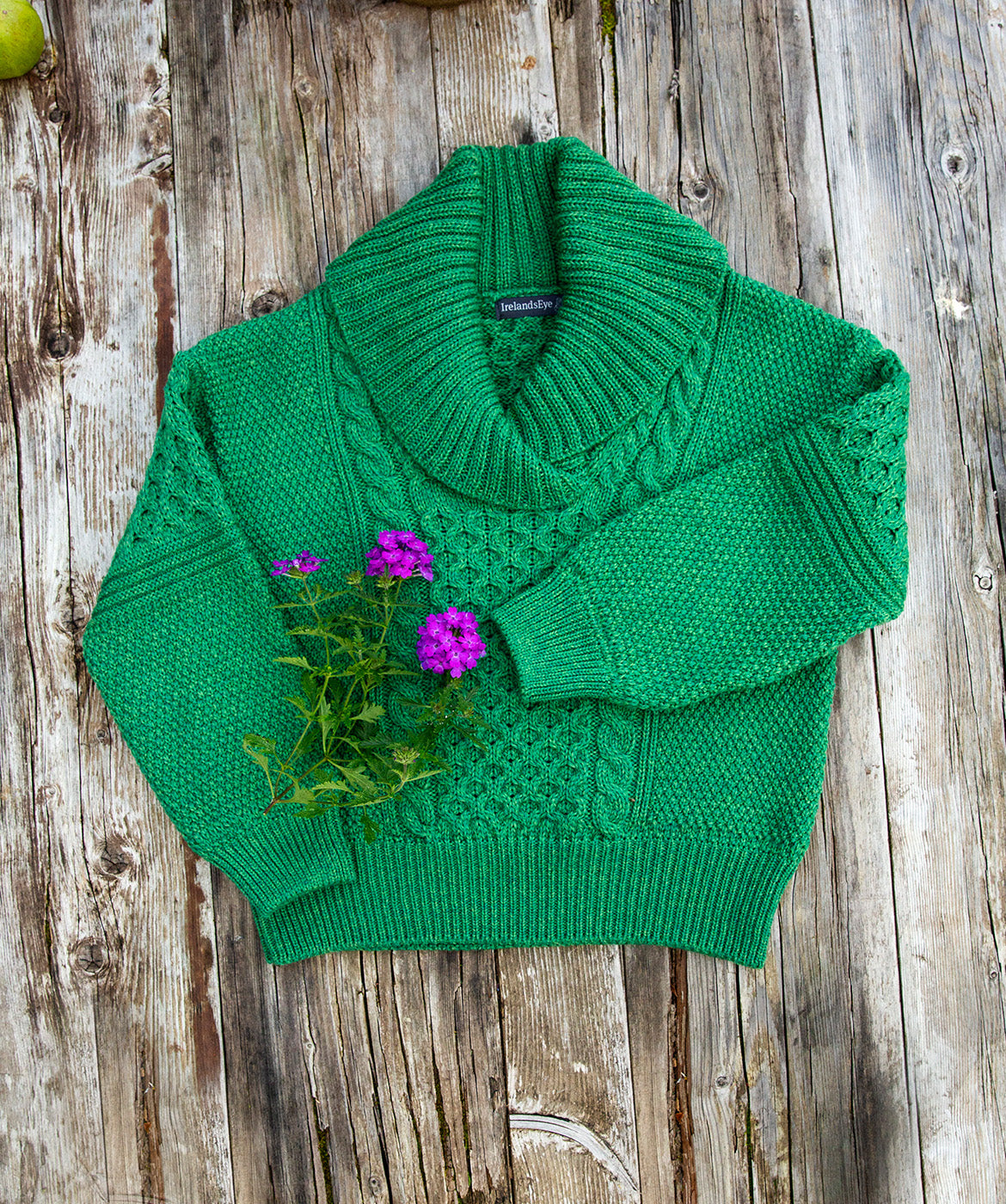 Aster Oversized Shawl Collar Sweater in Green Marl