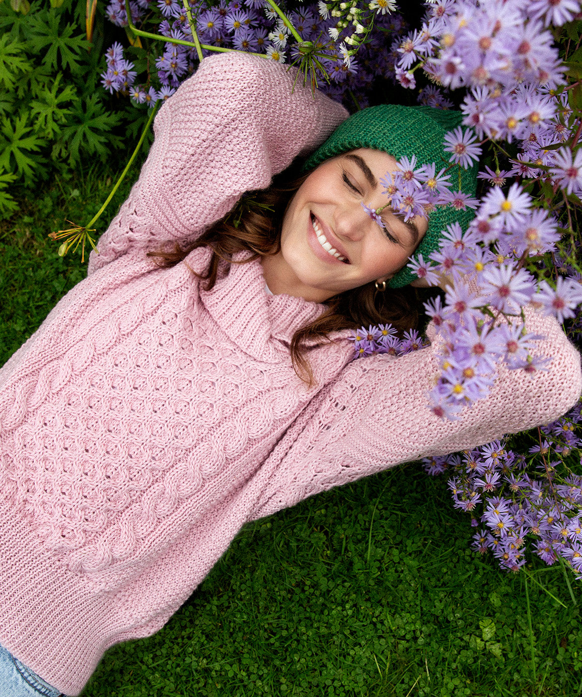 A951 Aster Oversized Shawl Collar Sweater in Pale Pink