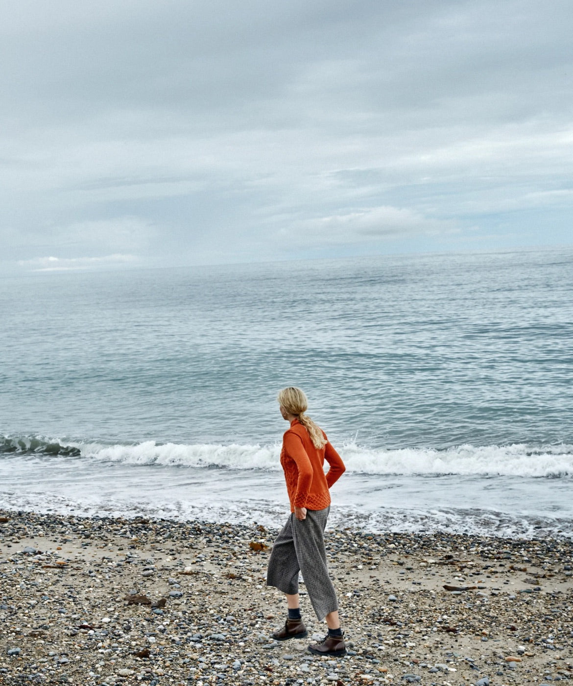 IrelandsEye Knitwear Horseshoe Cable Cardigan Terracotta