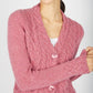 IrelandsEye Knitwear Horseshoe Cable Cardigan Bubblegum Pink
