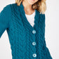 IrelandsEye Knitwear Horseshoe Cable Cardigan Teal Harbour