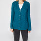 IrelandsEye Knitwear Horseshoe Cable Cardigan Teal Harbour