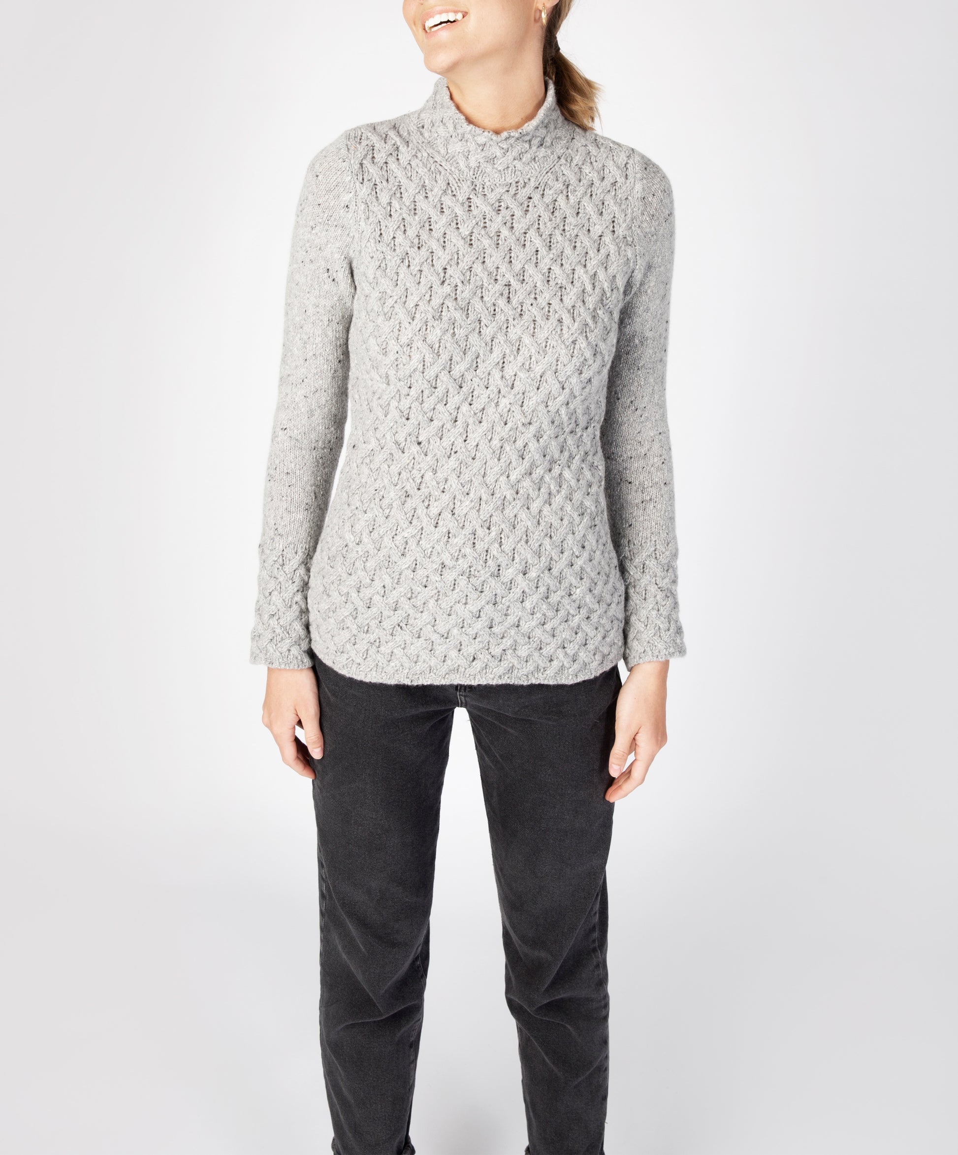 IrelandsEye Knitwear Trellis Sweater Light Grey