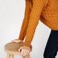 IrelandsEye Knitwear Blasket Honeycomb Stitch Womens Aran Sweater Golden Ochre