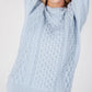 IrelandsEye Knitwear Blasket Honeycomb Stitch Womens Aran Sweater Ice Blue