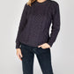 IrelandsEye Knitwear Blasket Honeycomb Stitch Womens Aran Sweater Navy Marl