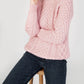IrelandsEye Knitwear Blasket Honeycomb Stitch Womens Aran Sweater Pale Pink