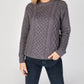 IrelandsEye Knitwear Blasket Honeycomb Stitch Womens Aran Sweater Steel Marl