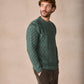 IrelandsEye Knitwear Blasket Honeycomb Stitch Mens Aran Sweater Fern Marl