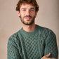 IrelandsEye Knitwear Blasket Honeycomb Stitch Mens Aran Sweater Fern Marl