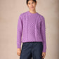 IrelandsEye Knitwear Blasket Honeycomb Stitch Womens Aran Sweater Lilac Marl
