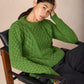 IrelandsEye Knitwear Blasket Honeycomb Stitch Womens Aran Sweater Moss