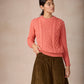 IrelandsEye Knitwear Blasket Honeycomb Stitch Womens Aran Sweater Salmon