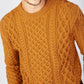 Blasket Honeycomb Stitch Mens Aran Sweater Golden Ochre