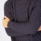 IrelandsEye Knitwear Blasket Honeycomb Stitch Mens Aran Sweater Navy Marl