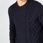 IrelandsEye Knitwear Blasket Honeycomb Stitch Mens Aran Sweater Navy