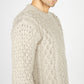 IrelandsEye Knitwear Blasket Honeycomb Stitch Mens Aran Sweater Stone Marl