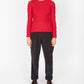 IrelandsEye Knitwear Lambay Lattice Cable Aran Sweater Scarlet
