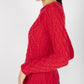 IrelandsEye Knitwear Lambay Lattice Cable Aran Sweater Scarlet