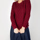 IrelandsEye Knitwear Lambay Lattice Cable Aran Sweater Claret