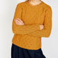 IrelandsEye Knitwear Lambay Lattice Cable Aran Sweater Golden Ochre