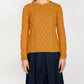 IrelandsEye Knitwear Lambay Lattice Cable Aran Sweater Golden Ochre