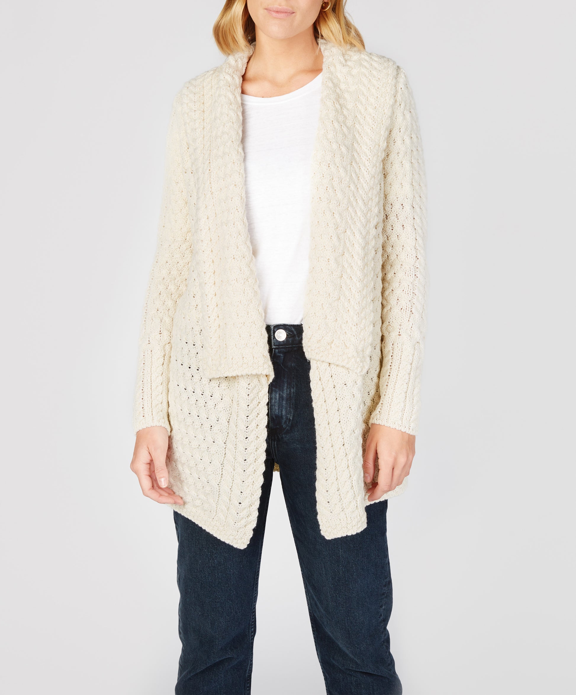 Jeans Waterfall Knit Cardigan Black Fine Knit Waterfall Cardigan