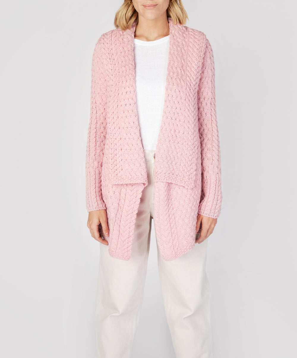 Womens Glenross Waterfall Knit Cardigan in Pale Pink IrelandsEye
