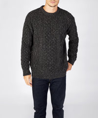 The Carraig Luxe Cashmere Aran Sweater Charcoal
