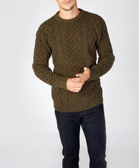 The Carraig Luxe Cashmere Aran Sweater Loden