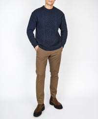 The Carraig Luxe Cashmere Aran Sweater Rich Navy