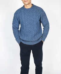 The Carraig Luxe Cashmere Aran Sweater Blue Ocean