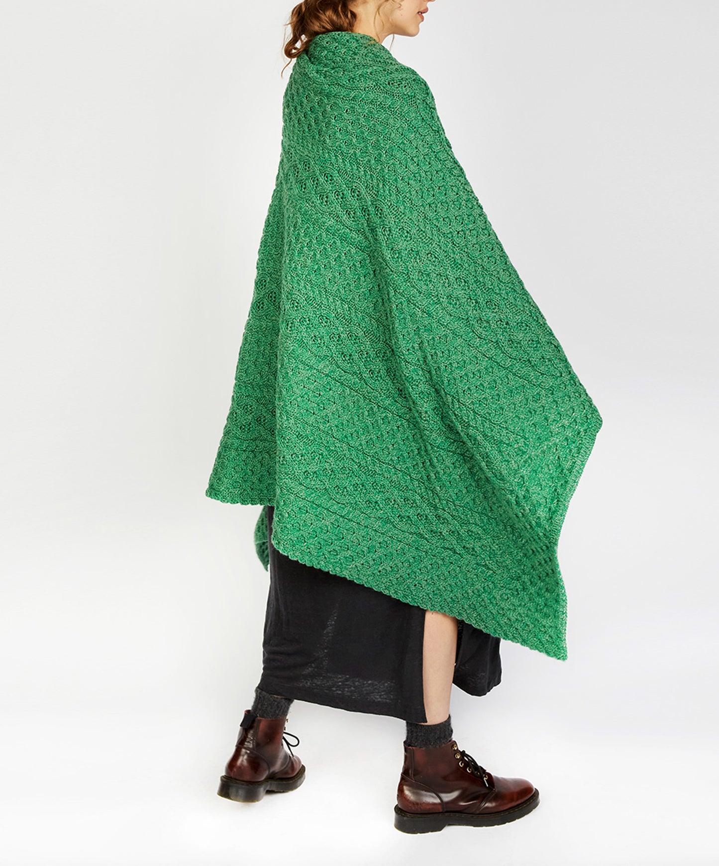 IrelandsEye Knitwear Aran Throw Green Marl
