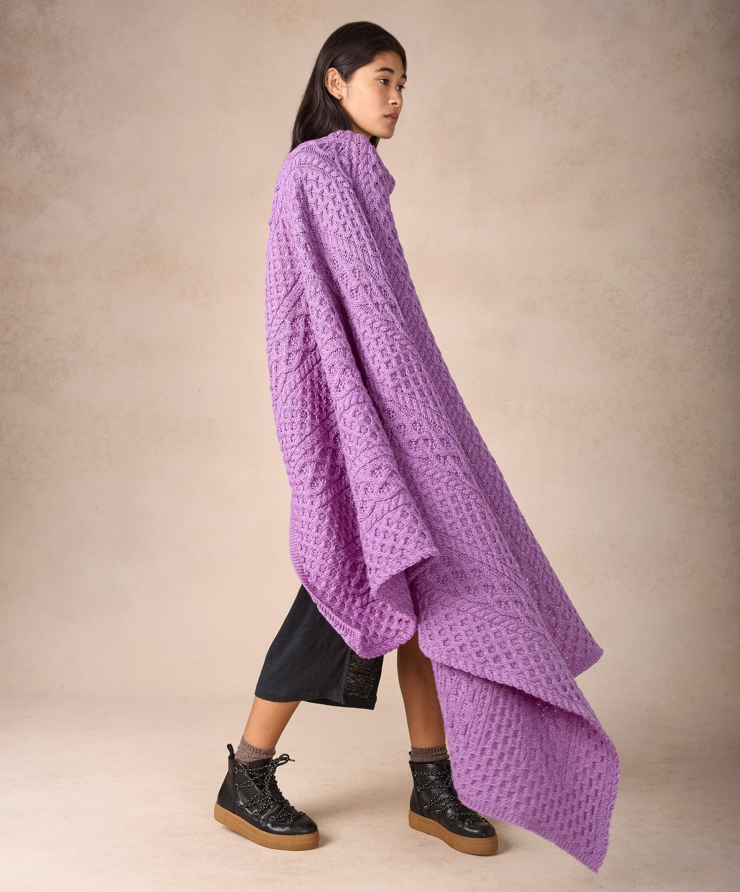 IrelandsEye Knitwear Aran Throw Lilac Marl