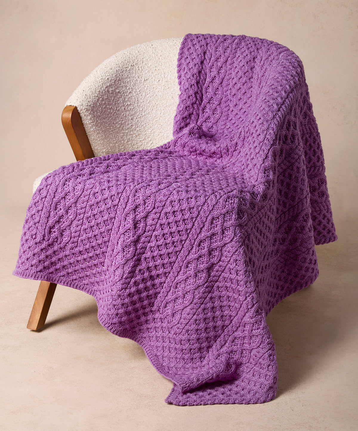 IrelandsEye Knitwear Aran Throw Lilac Marl