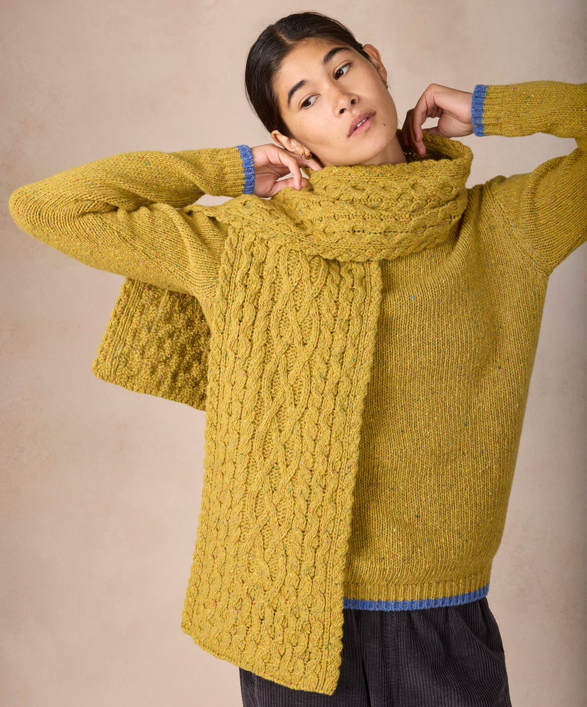 IrelandsEye Knitwear Luxe Aran Scarf Lichen 