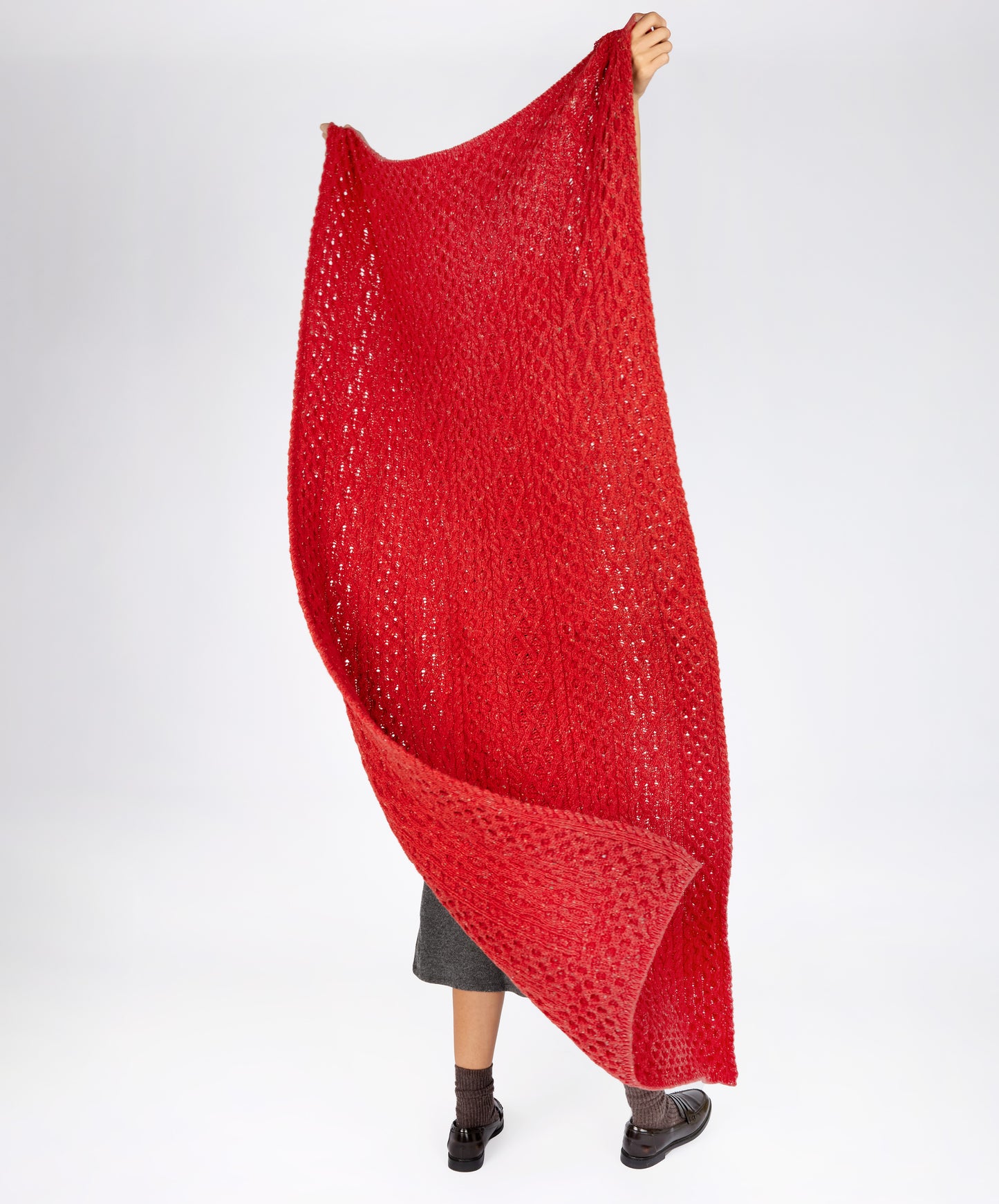 IrelandsEye Knitwear Luxe Aran Throw Chilli