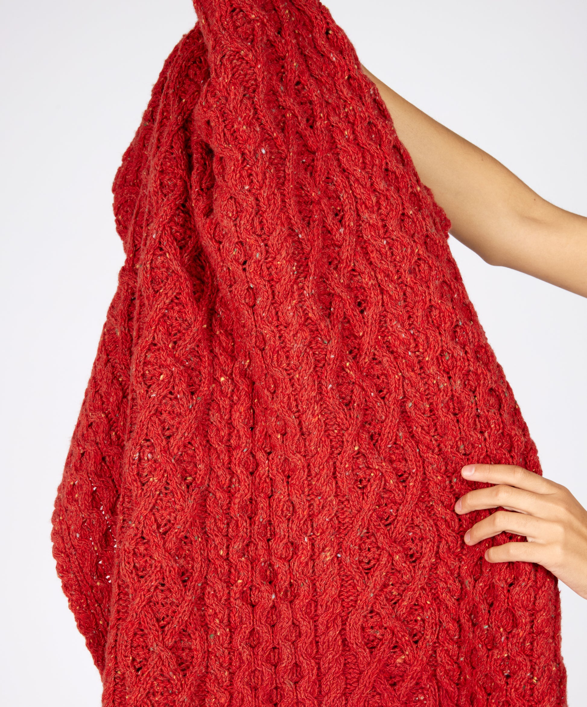 IrelandsEye Knitwear Luxe Aran Throw Chilli