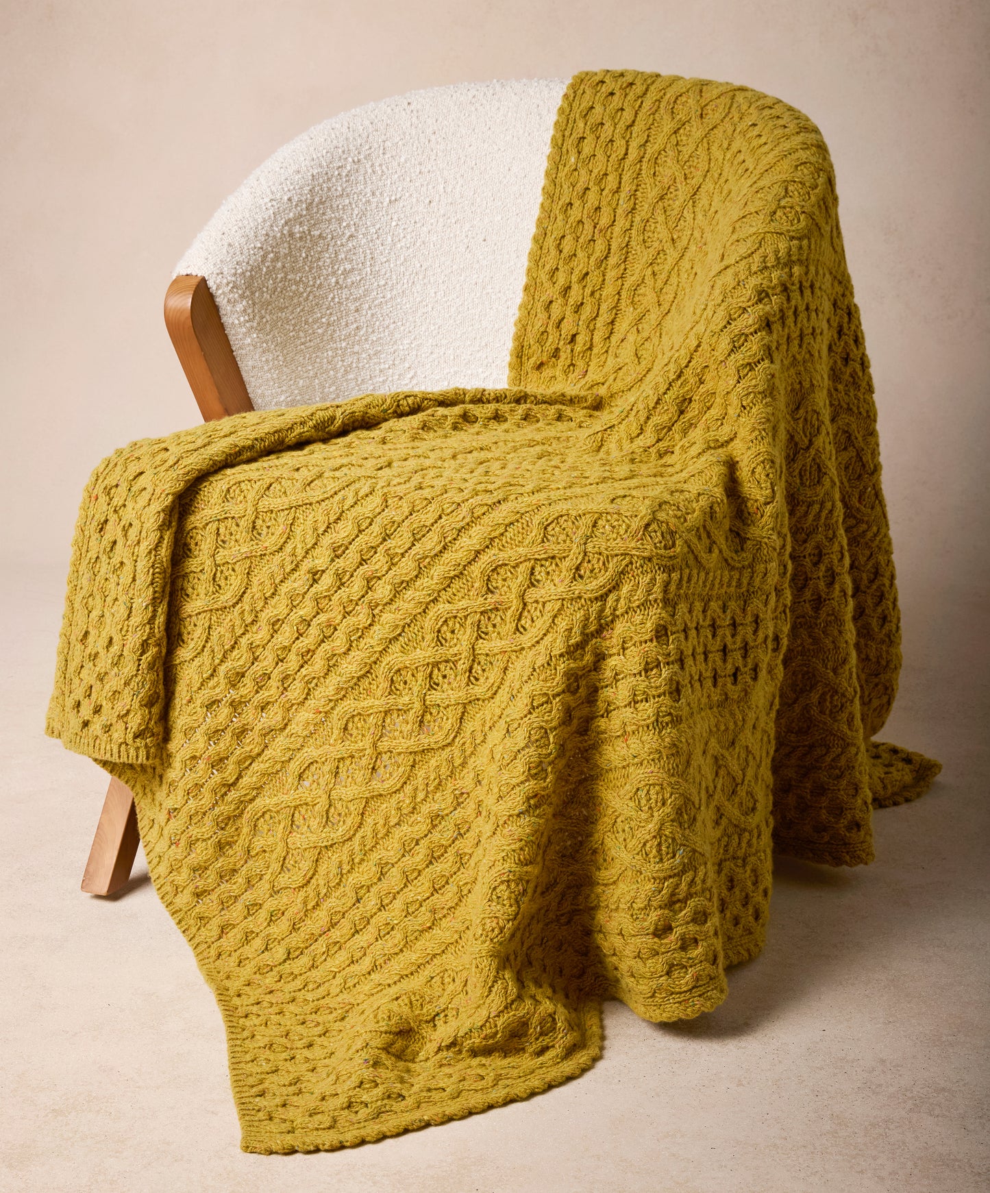 IrelandsEye Knitwear Luxe Aran Throw Lichen