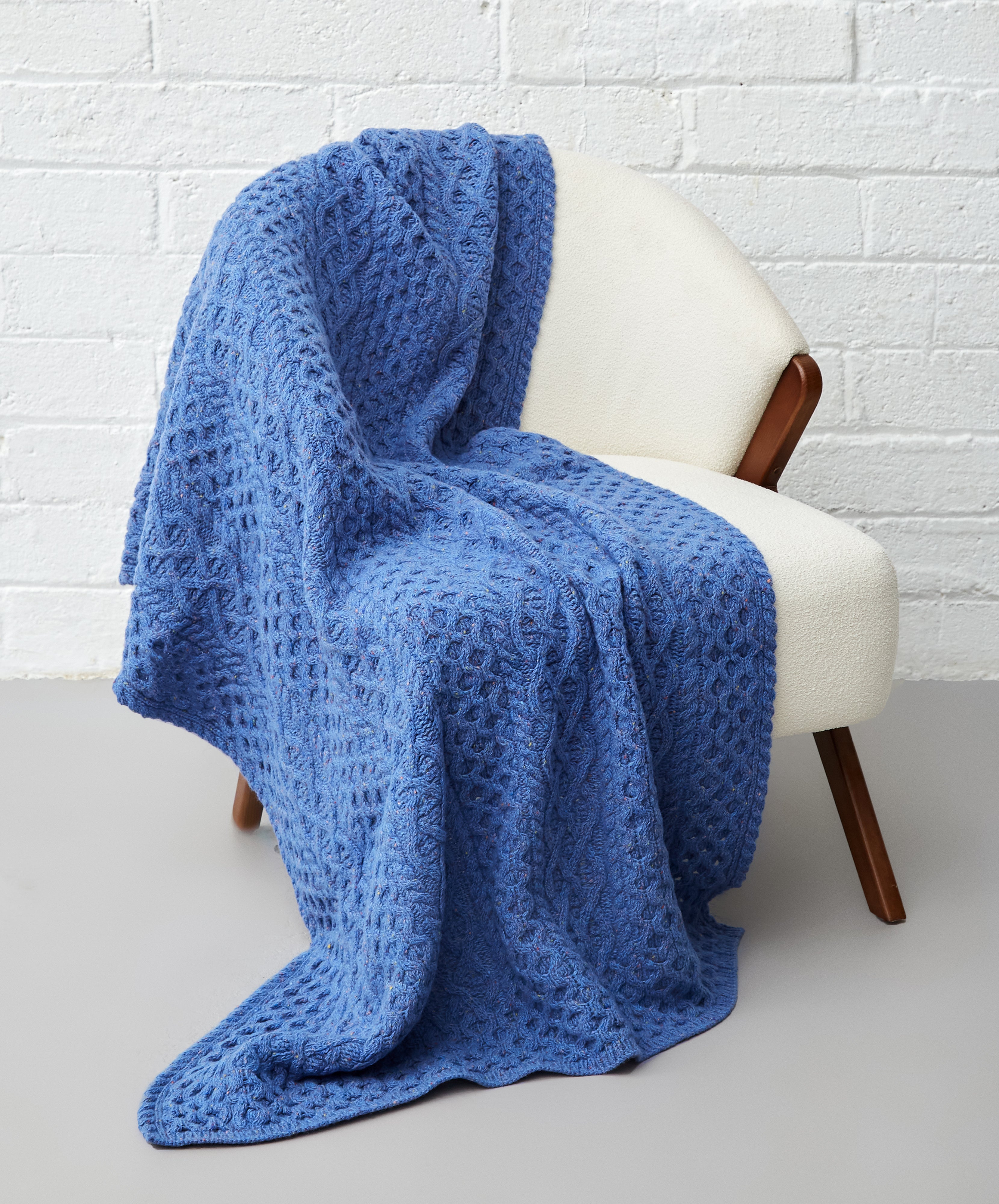 Luxe Aran Knit Woolen Throw Marina - IrelandsEye Knitwear