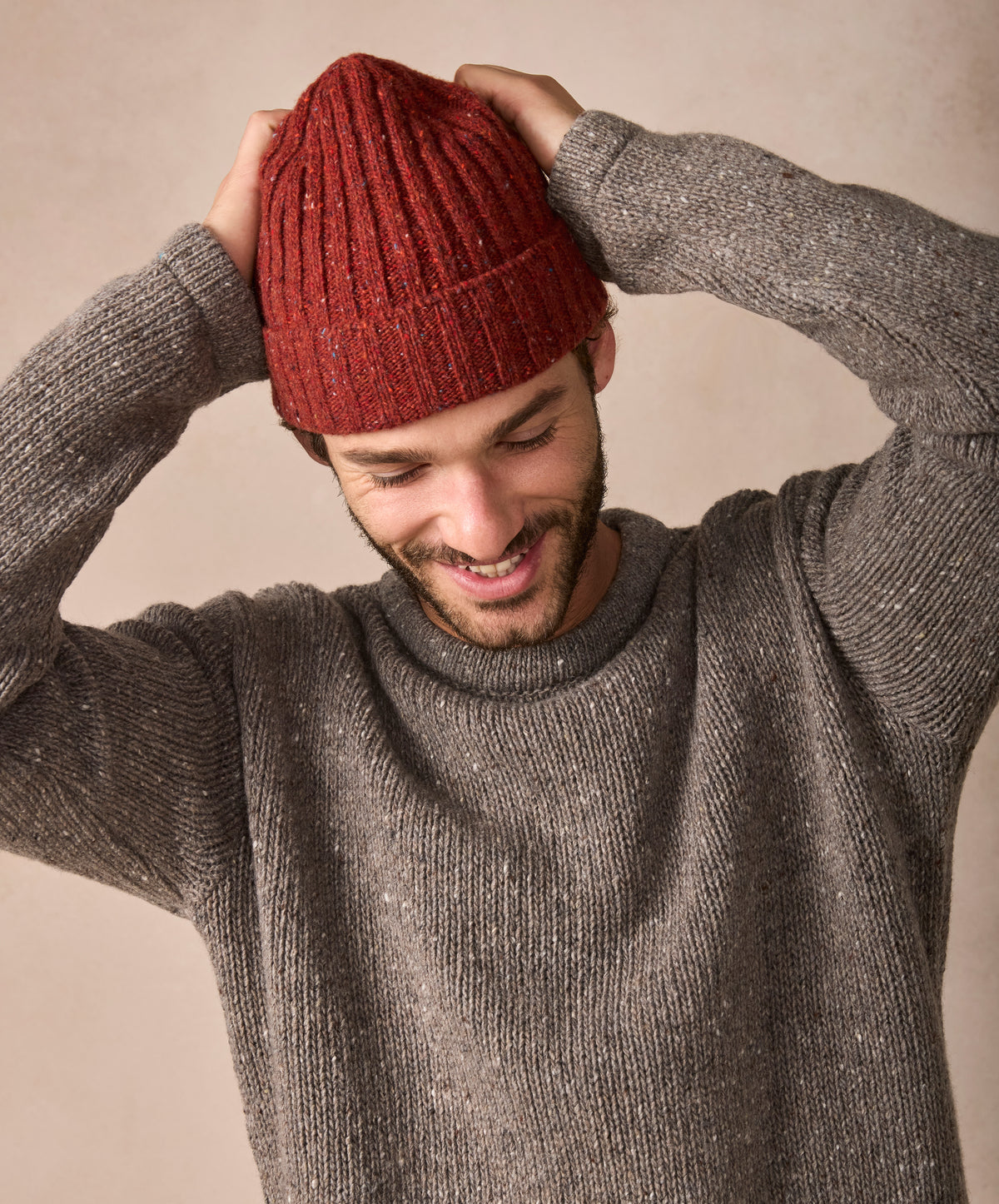 IrelandsEye Knitwear Luxe Ribbed Hat Copper Marl