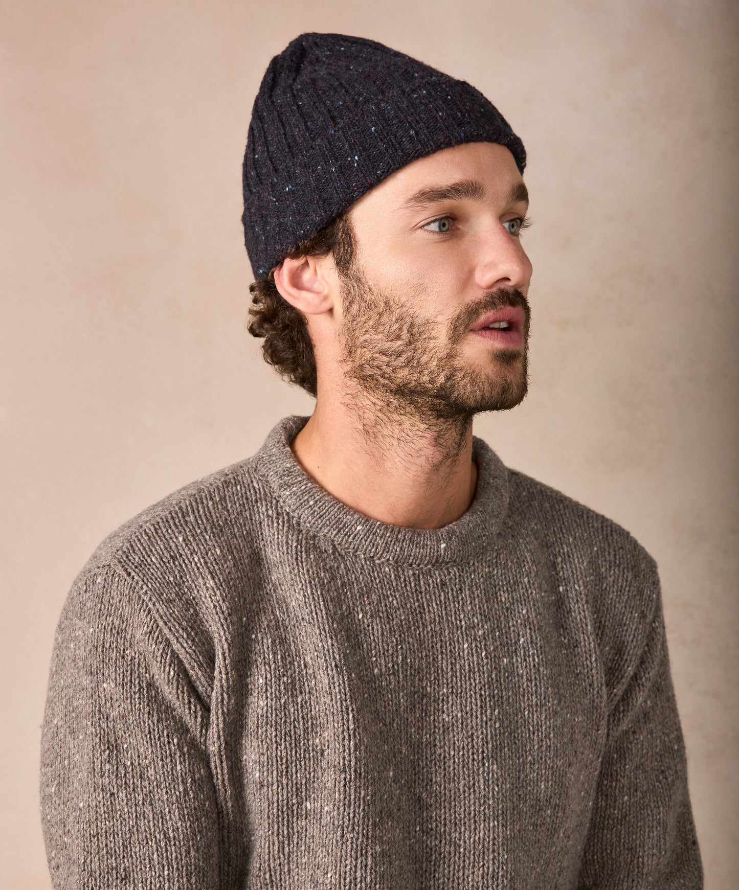 IrelandsEye Knitwear Luxe Ribbed Hat Night Marl