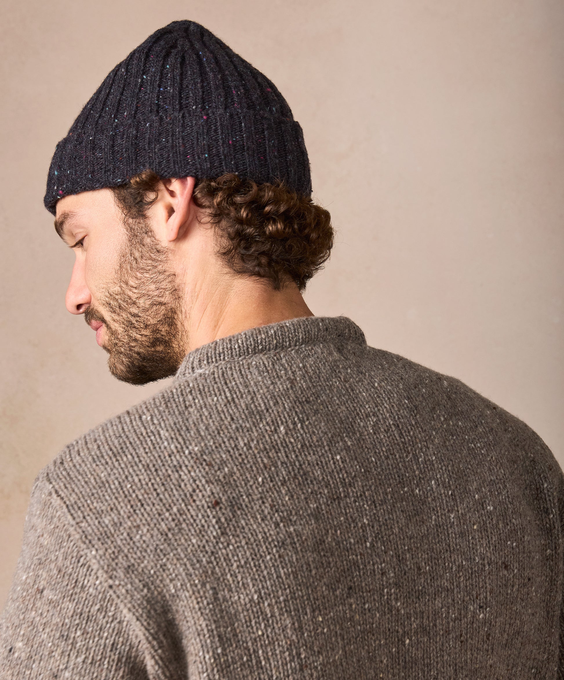 IrelandsEye Knitwear Luxe Ribbed Hat Night Marl