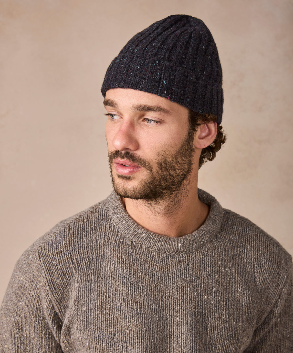 IrelandsEye Knitwear Luxe Ribbed Hat Night Marl
